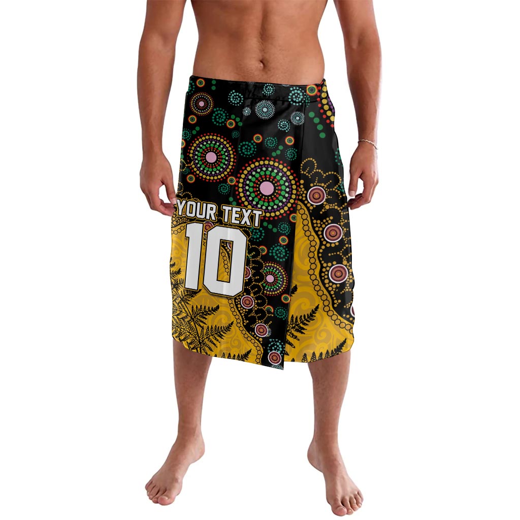 Custom New Zealand and Australia Rugby Lavalava Maori Warrior With Aboriginal Version LT03 Black - Polynesian Pride