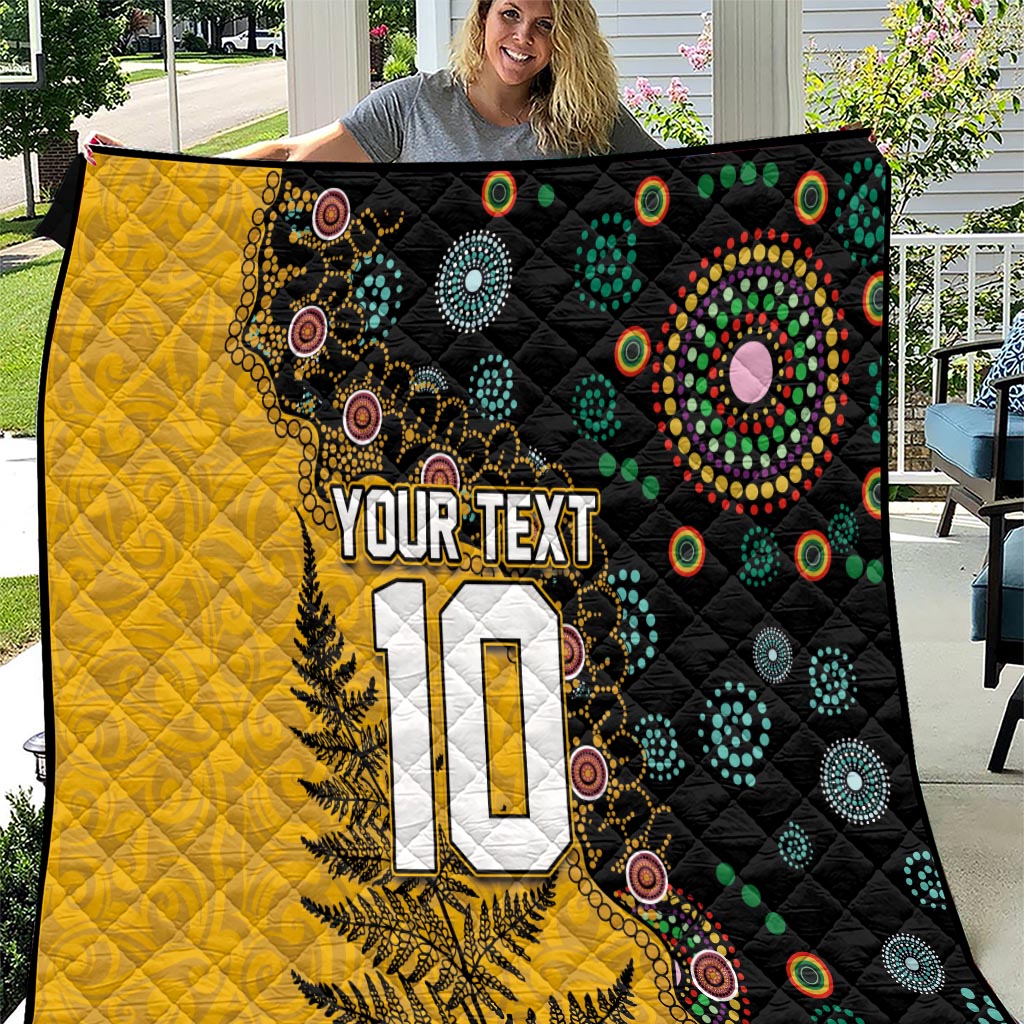 Custom New Zealand and Australia Rugby Quilt Maori Warrior With Aboriginal Version