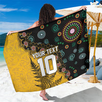 Custom New Zealand and Australia Rugby Sarong Maori Warrior With Aboriginal Version LT03 One Size 44 x 66 inches Black - Polynesian Pride
