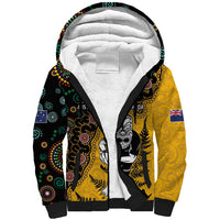 Custom New Zealand and Australia Rugby Sherpa Hoodie Maori Warrior With Aboriginal Version LT03 Unisex Black - Polynesian Pride