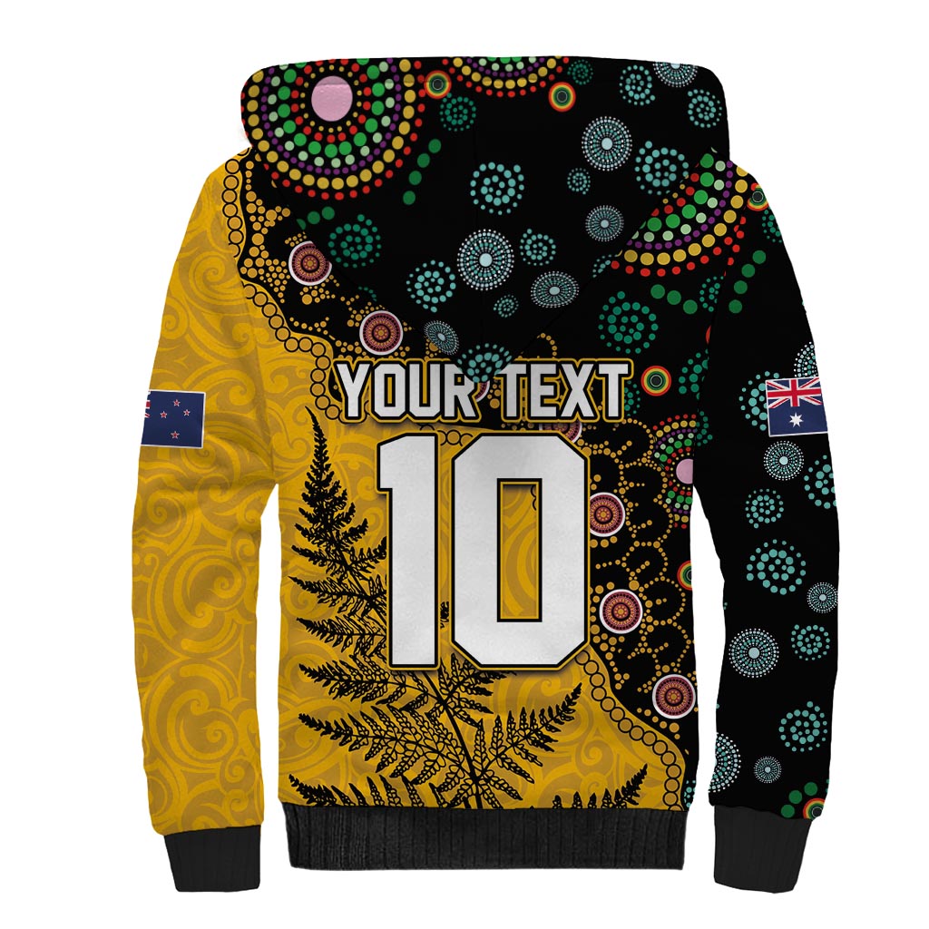 Custom New Zealand and Australia Rugby Sherpa Hoodie Maori Warrior With Aboriginal Version LT03 - Polynesian Pride