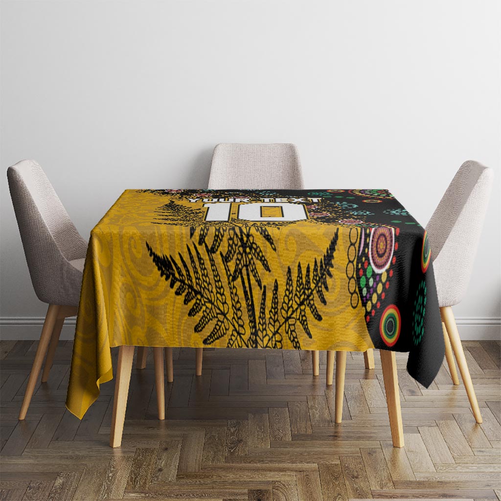 Custom New Zealand and Australia Rugby Tablecloth Maori Warrior With Aboriginal Version LT03 - Polynesian Pride
