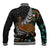 New Zealand Fern and Australia Emu Baseball Jacket Aboriginal Mix Maori Pattern