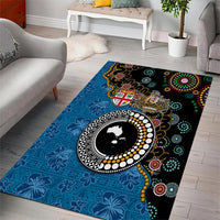 Fiji Palm Tree and Australia Kangaroo Area Rug Aboriginal Mix Tapa Pattern LT03 - Polynesian Pride