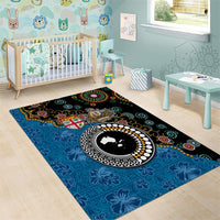 Fiji Palm Tree and Australia Kangaroo Area Rug Aboriginal Mix Tapa Pattern LT03 - Polynesian Pride