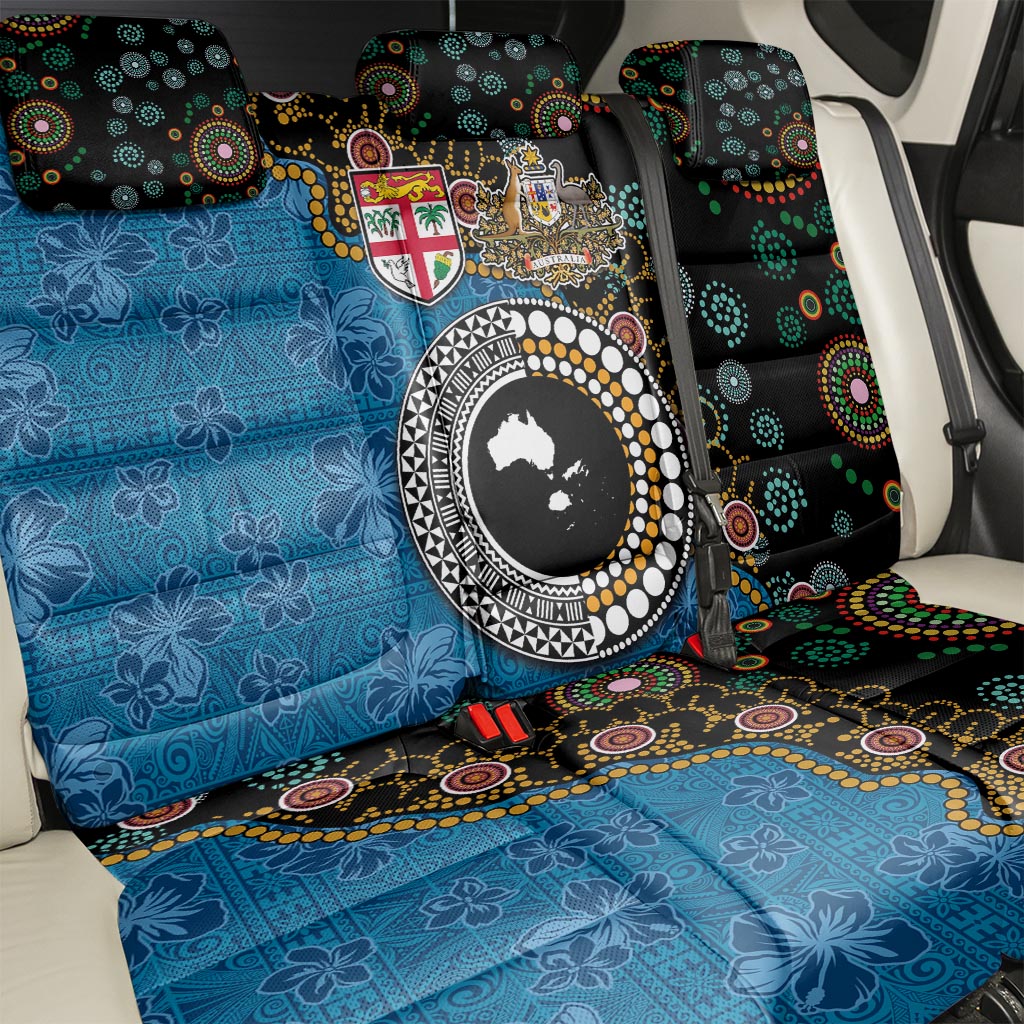 Fiji Palm Tree and Australia Kangaroo Back Car Seat Cover Aboriginal Mix Tapa Pattern LT03 - Polynesian Pride