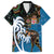 Fiji Palm Tree and Australia Kangaroo Family Matching Off Shoulder Short Dress and Hawaiian Shirt Aboriginal Mix Tapa Pattern