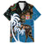 Fiji Palm Tree and Australia Kangaroo Family Matching Puletasi and Hawaiian Shirt Aboriginal Mix Tapa Pattern