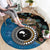 Fiji Palm Tree and Australia Kangaroo Round Carpet Aboriginal Mix Tapa Pattern