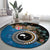 Fiji Palm Tree and Australia Kangaroo Round Carpet Aboriginal Mix Tapa Pattern