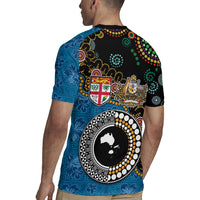 Fiji Palm Tree and Australia Kangaroo Rugby Jersey Aboriginal Mix Tapa Pattern LT03 - Polynesian Pride