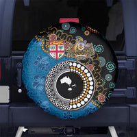 Fiji Palm Tree and Australia Kangaroo Spare Tire Cover Aboriginal Mix Tapa Pattern LT03 - Polynesian Pride