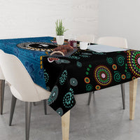 Fiji Palm Tree and Australia Kangaroo Tablecloth Aboriginal Mix Tapa Pattern LT03 - Polynesian Pride