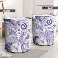 Aotearoa Maori Sea Animals Tribal Laundry Basket Manta Ray and Shark Moko Pattern Purple Color LT03 - Polynesian Pride
