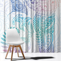 Aotearoa Maori Sea Animals Tribal Window Curtain Manta Ray and Shark Moko Pattern Sweet Pastel LT03 - Polynesian Pride