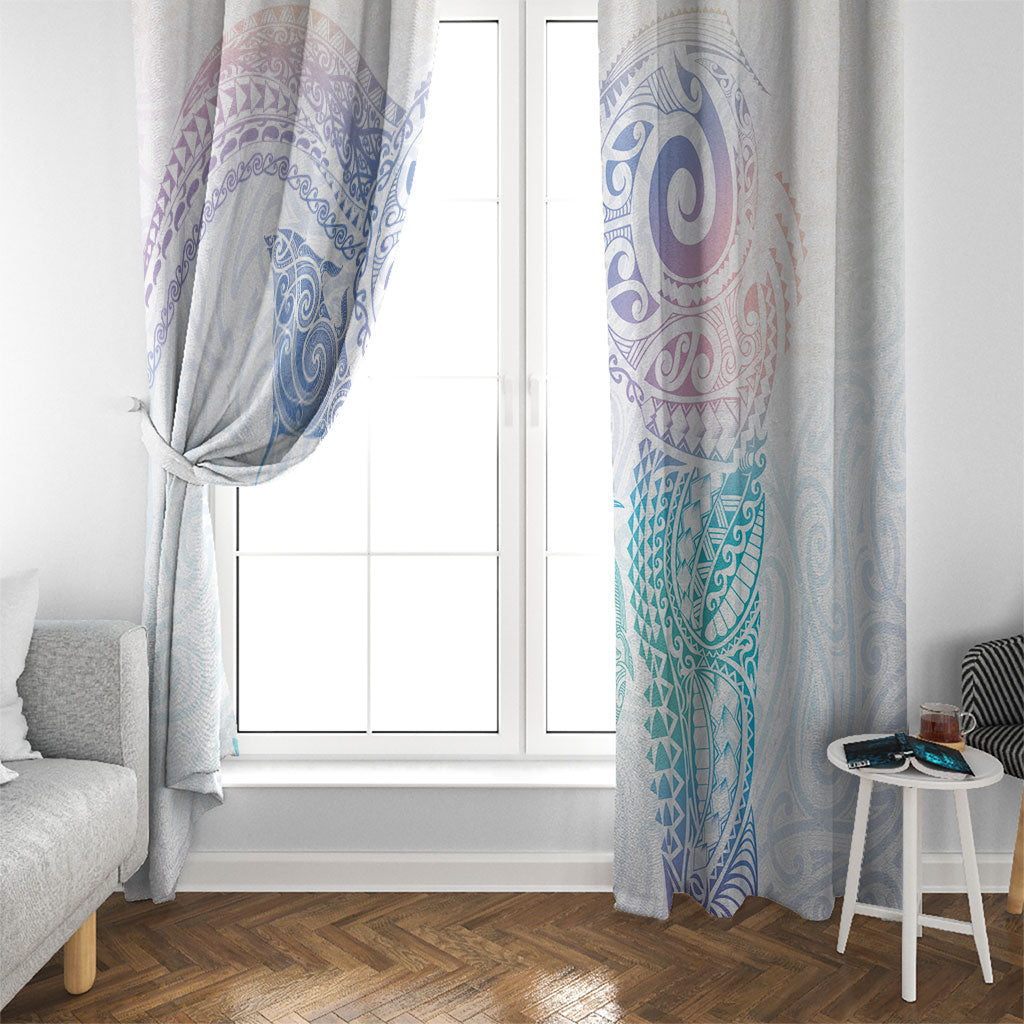 Aotearoa Maori Sea Animals Tribal Window Curtain Manta Ray and Shark Moko Pattern Sweet Pastel LT03 - Polynesian Pride