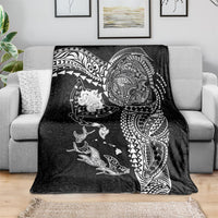 Hawaiian Manta Ray Tribal Blanket Polynesian Art Motifs Black Color LT03 - Polynesian Pride