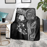 Hawaiian Manta Ray Tribal Blanket Polynesian Art Motifs Black Color LT03 - Polynesian Pride