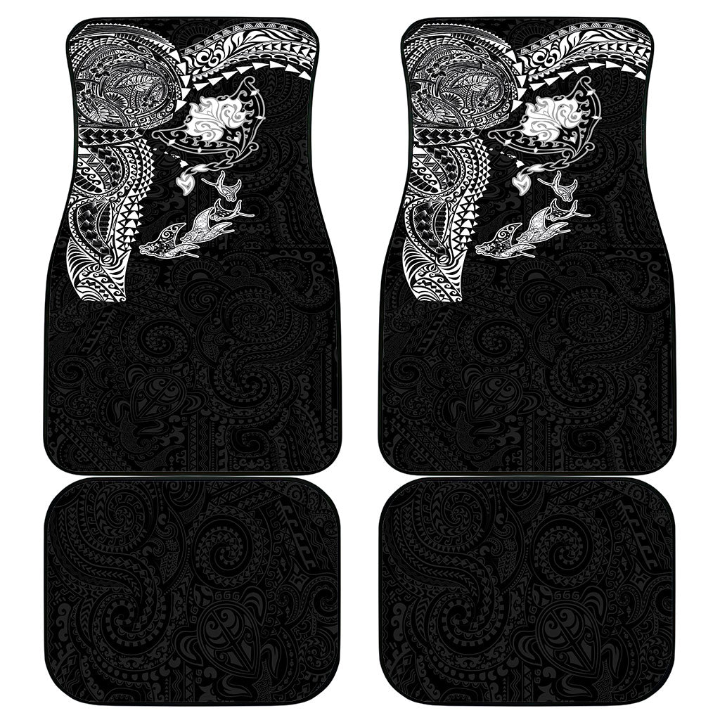 Hawaiian Manta Ray Tribal Car Mats Polynesian Art Motifs Black Color LT03 - Polynesian Pride