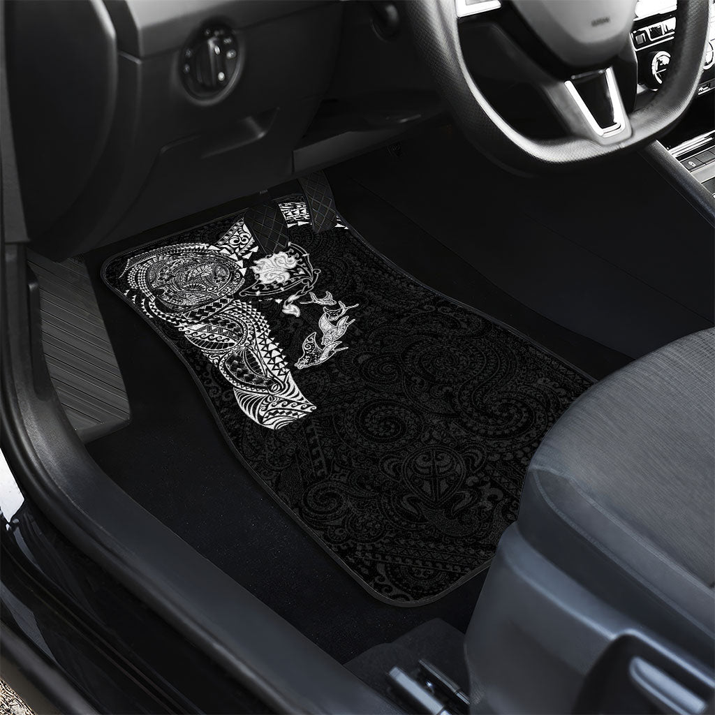 Hawaiian Manta Ray Tribal Car Mats Polynesian Art Motifs Black Color LT03 - Polynesian Pride