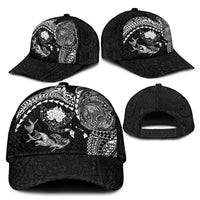 Hawaiian Manta Ray Tribal Classic Cap Polynesian Art Motifs Black Color LT03 - Polynesian Pride