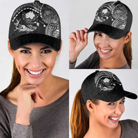 Hawaiian Manta Ray Tribal Classic Cap Polynesian Art Motifs Black Color LT03 - Polynesian Pride