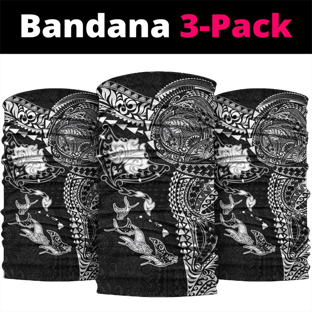 Hawaiian Manta Ray Tribal Neck Gaiter Polynesian Art Motifs Black Color LT03 package One Size: 25*50cm Black - Polynesian Pride