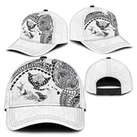 Hawaiian Manta Ray Tribal Classic Cap Polynesian Art Motifs White Color LT03 - Polynesian Pride