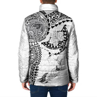 Hawaiian Manta Ray Tribal Padded Jacket Polynesian Art Motifs White Color LT03 - Polynesian Pride