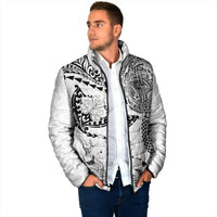 Hawaiian Manta Ray Tribal Padded Jacket Polynesian Art Motifs White Color LT03 - Polynesian Pride
