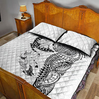 Hawaiian Manta Ray Tribal Quilt Bed Set Polynesian Art Motifs White Color LT03 - Polynesian Pride