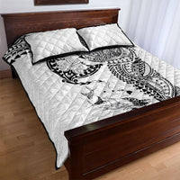 Hawaiian Manta Ray Tribal Quilt Bed Set Polynesian Art Motifs White Color LT03 - Polynesian Pride
