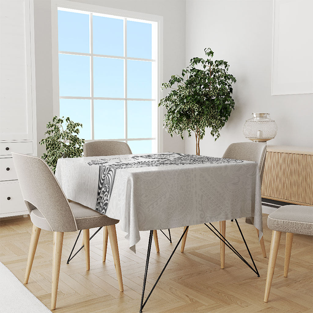 Hawaiian Manta Ray Tribal Tablecloth Polynesian Art Motifs White Color LT03 - Polynesian Pride