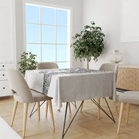 Hawaiian Manta Ray Tribal Tablecloth Polynesian Art Motifs White Color LT03 - Polynesian Pride