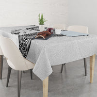 Hawaiian Manta Ray Tribal Tablecloth Polynesian Art Motifs White Color LT03 - Polynesian Pride