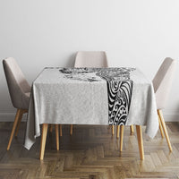 Hawaiian Manta Ray Tribal Tablecloth Polynesian Art Motifs White Color LT03 - Polynesian Pride