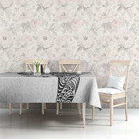 Hawaiian Manta Ray Tribal Tablecloth Polynesian Art Motifs White Color LT03 - Polynesian Pride