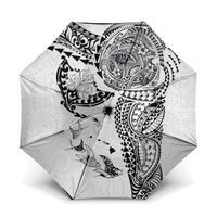 Hawaiian Manta Ray Tribal Umbrella Polynesian Art Motifs White Color LT03 One Size Folded 11.42 inch Opened Diameter 37.4 inch White - Polynesian Pride