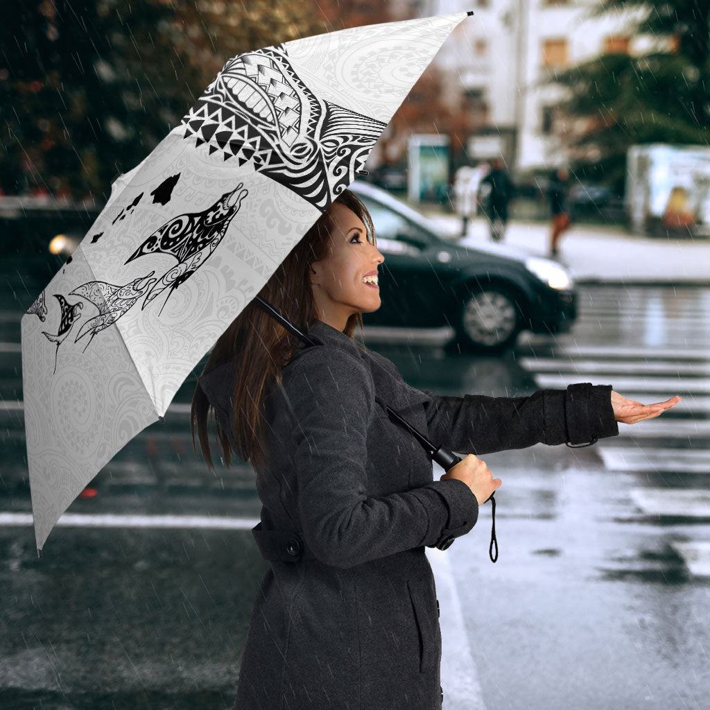 Hawaiian Manta Ray Tribal Umbrella Polynesian Art Motifs White Color LT03 - Polynesian Pride