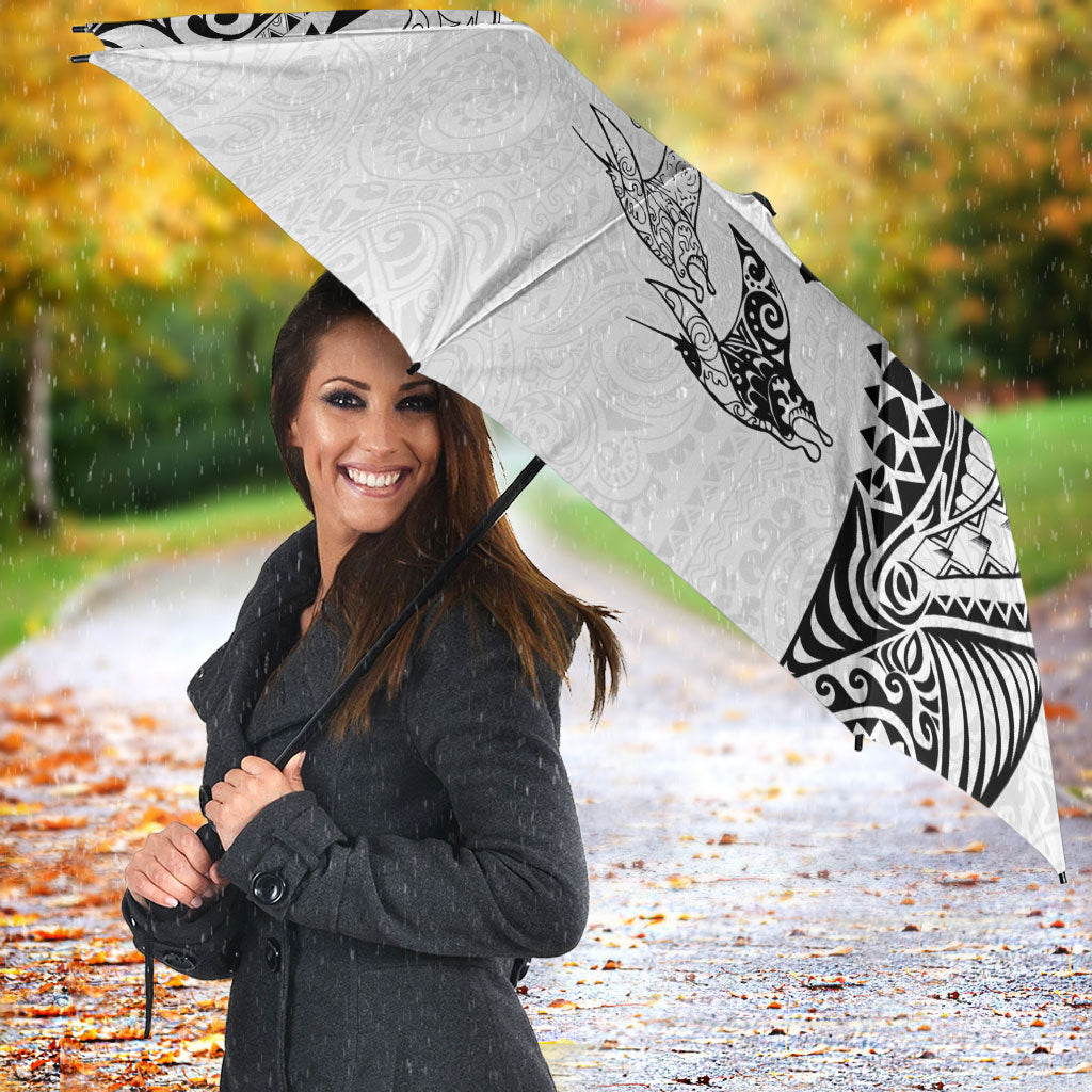 Hawaiian Manta Ray Tribal Umbrella Polynesian Art Motifs White Color LT03 - Polynesian Pride