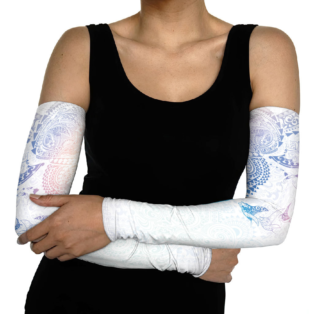 Hawaiian Manta Ray Tribal Arm Sleeves Polynesian Art Motifs Sweet Pastel LT03 - Polynesian Pride