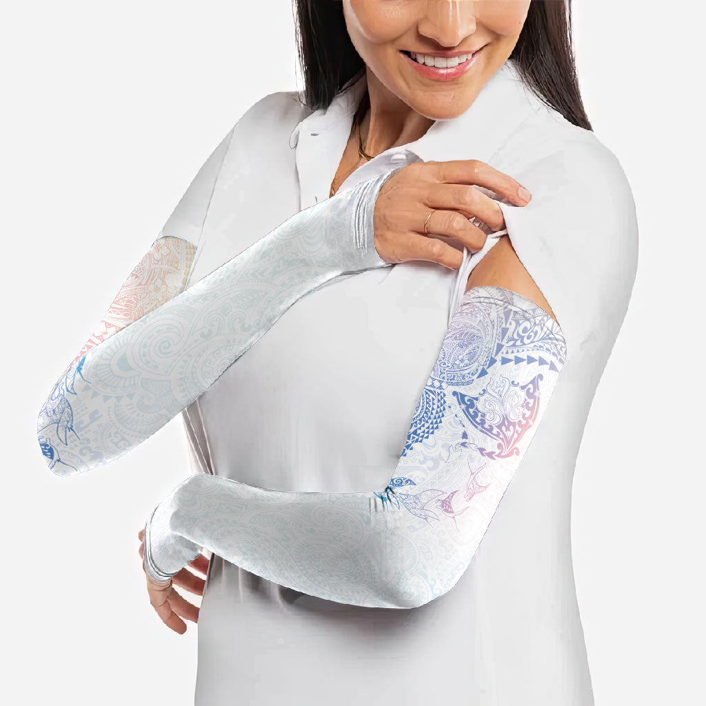Hawaiian Manta Ray Tribal Arm Sleeves Polynesian Art Motifs Sweet Pastel LT03 - Polynesian Pride