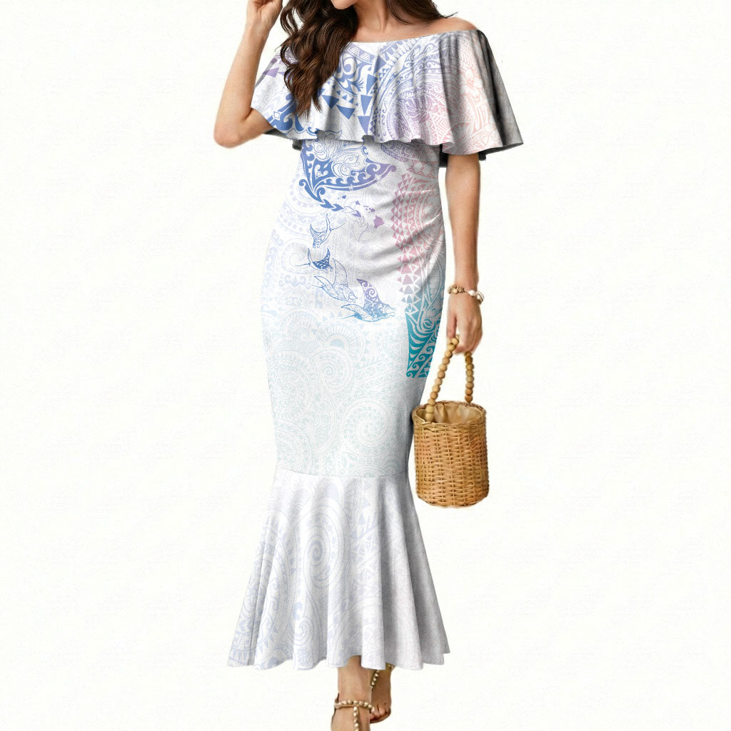 Hawaiian Manta Ray Tribal Mermaid Dress Polynesian Art Motifs Sweet Pastel LT03 Women Multicolor - Polynesian Pride
