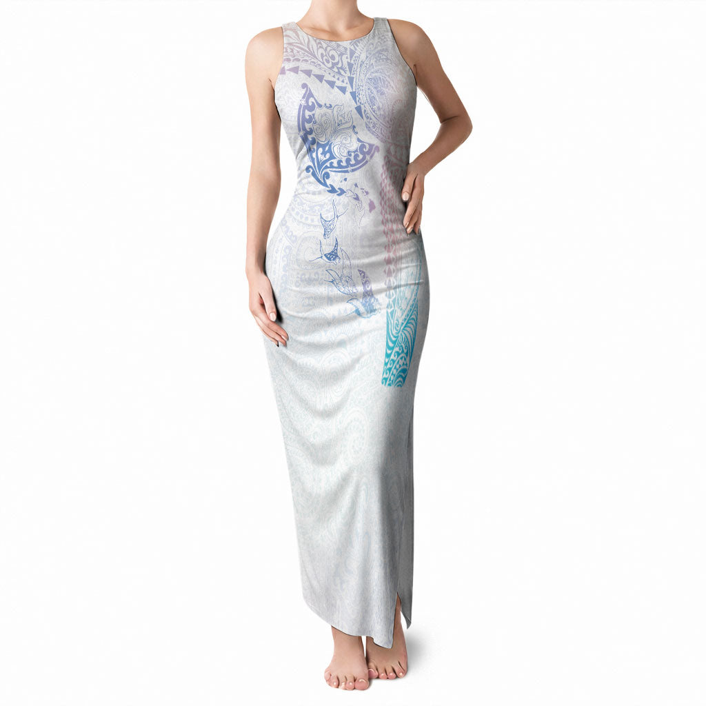 Hawaiian Manta Ray Tribal Tank Maxi Dress Polynesian Art Motifs Sweet Pastel LT03 Women Multicolor - Polynesian Pride