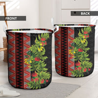 Maori Tukutuku Laundry Basket with Ferns Pohutukawa and Kowhai Tribal Moko Patterns LT03 - Polynesian Pride