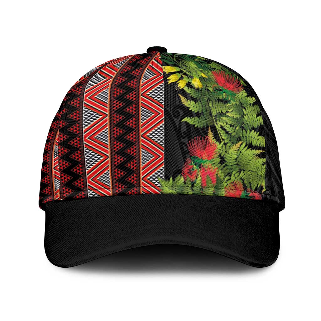 Maori Tukutuku Classic Cap with Ferns Pohutukawa and Kowhai Tribal Moko Patterns LT03 Universal Fit Multicolor - Polynesian Pride