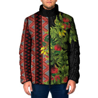 Maori Tukutuku Padded Jacket with Ferns Pohutukawa and Kowhai Tribal Moko Patterns LT03 Men Multicolor - Polynesian Pride