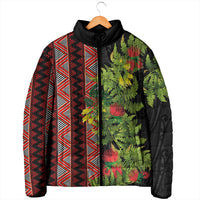 Maori Tukutuku Padded Jacket with Ferns Pohutukawa and Kowhai Tribal Moko Patterns LT03 - Polynesian Pride