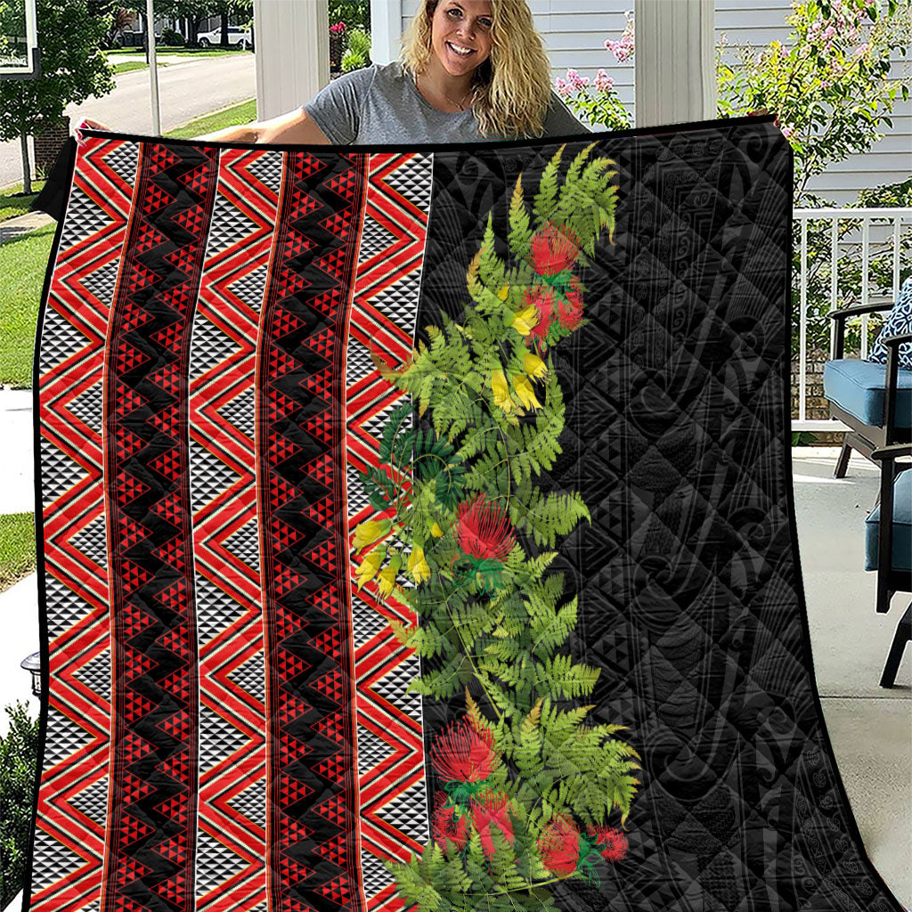 Maori Tukutuku Quilt with Ferns Pohutukawa and Kowhai Tribal Moko Patterns LT03 Multicolor - Polynesian Pride