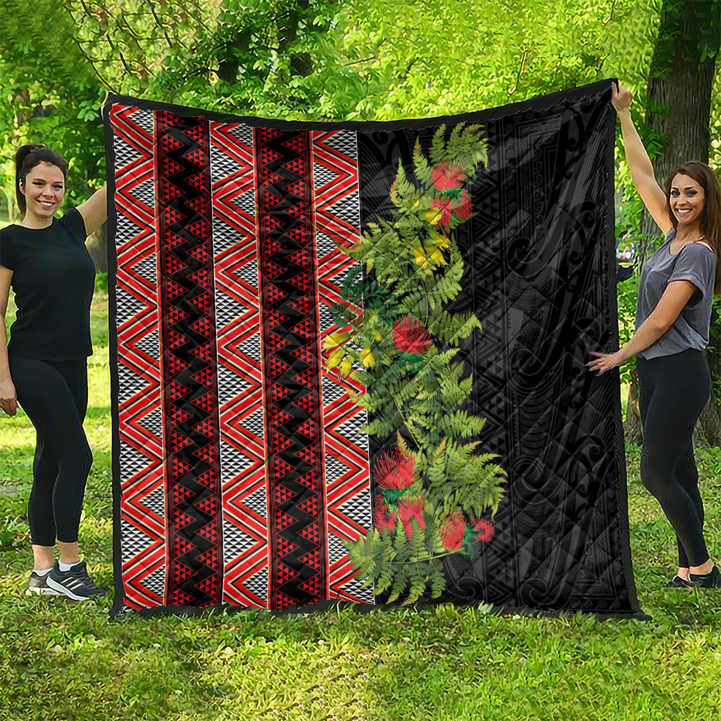 Maori Tukutuku Quilt with Ferns Pohutukawa and Kowhai Tribal Moko Patterns LT03 - Polynesian Pride